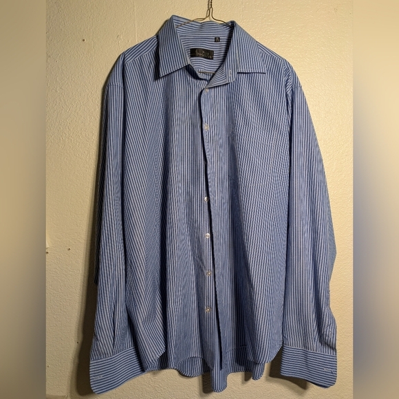 Polo By Ralph Lauren Blue Striped Polo Shirt Size 18 1/2 35-36 - Picture 1 of 12